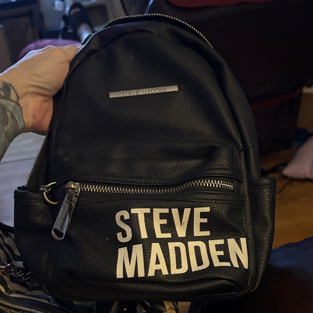 Steve Madden Black Backpack with Silver Accents